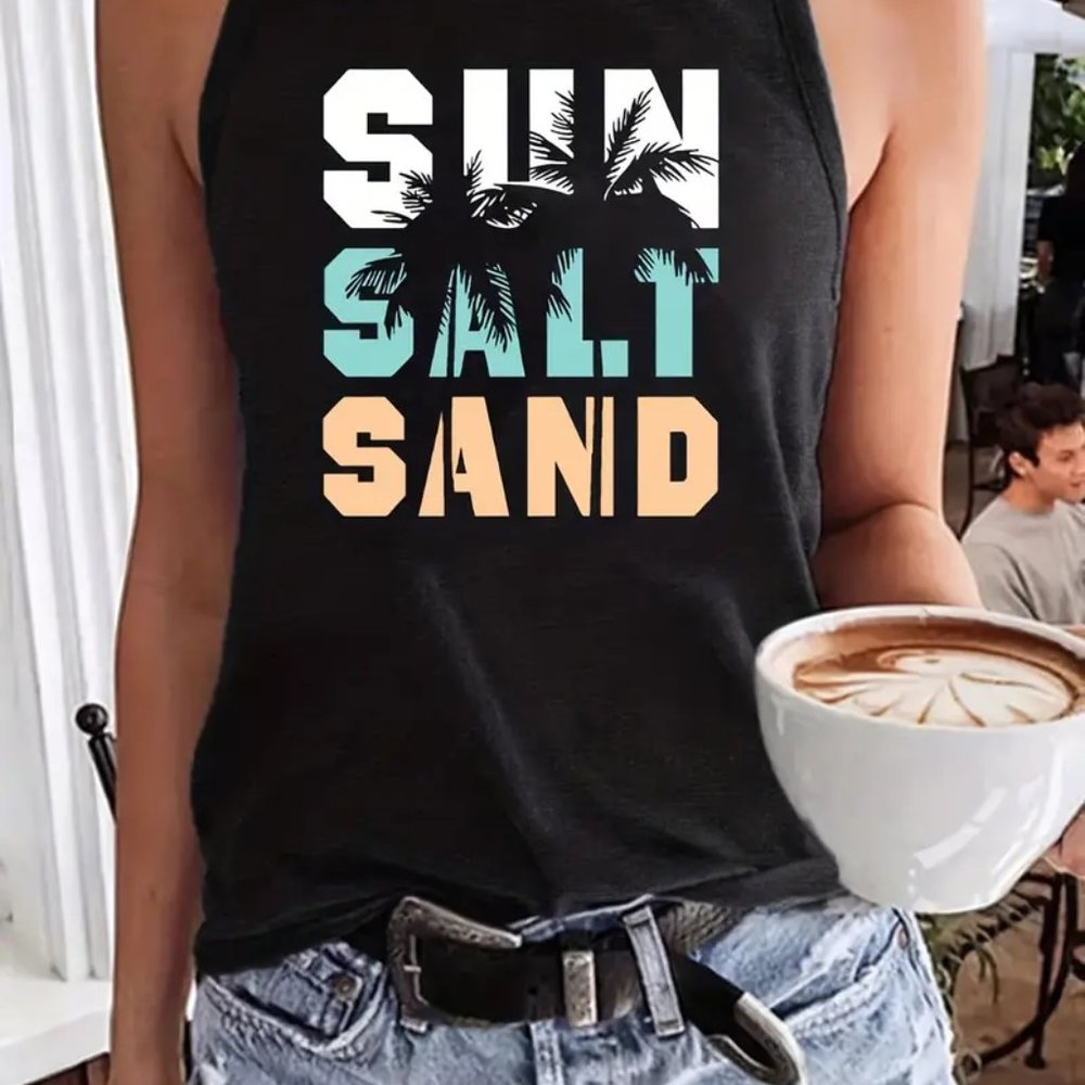 Crew Neck Tank Top - Size: Medium - Color: Black